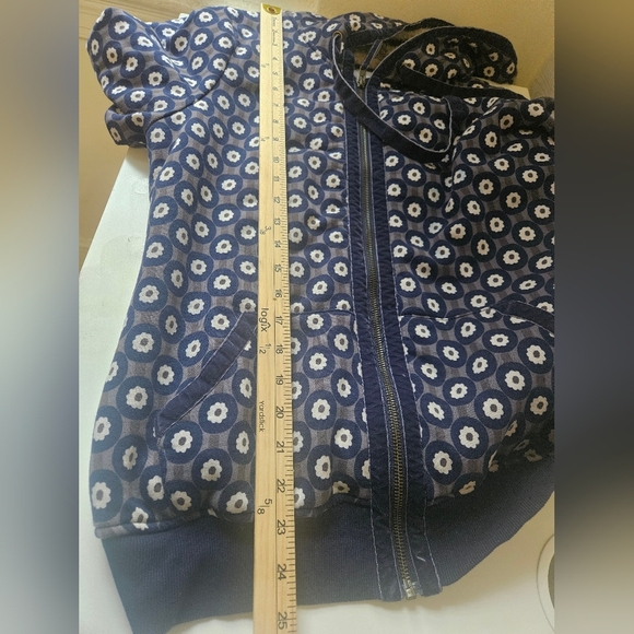 Boden- Women's SZ 10 Navy and White Polka Dot Hoodie - Picture 5 of 9